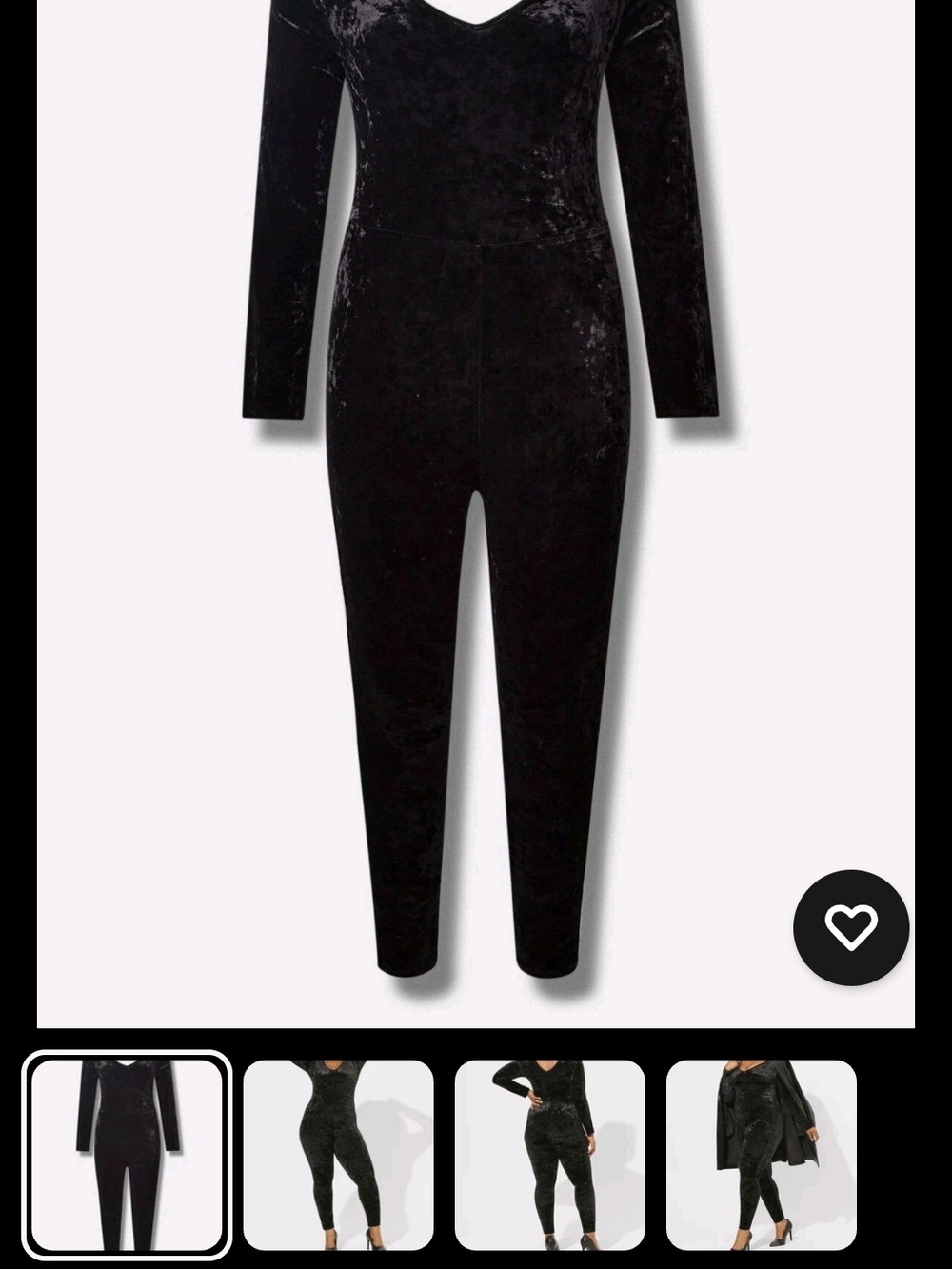 torrid Black Velvet Long-Sleeve V-Neck Jumpsuit